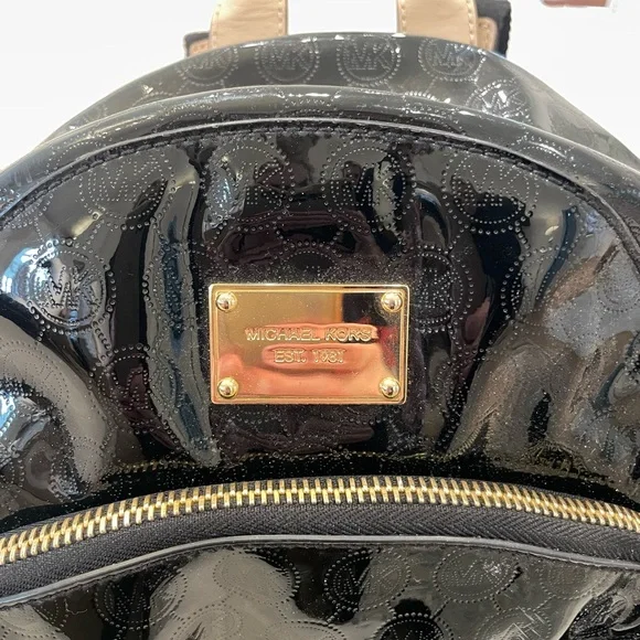 Michael Kors Black Leather Backpack with Gold Accents - Picture 2 of 8
